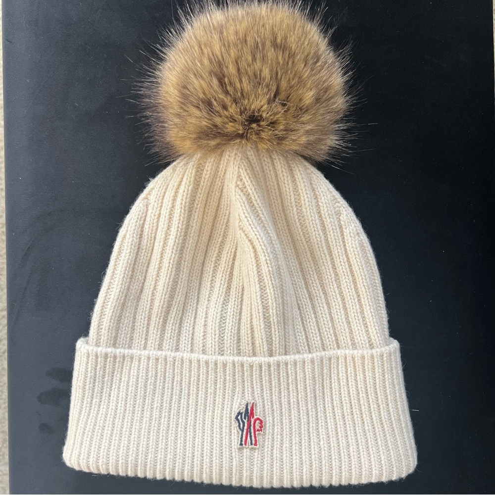 Moncler Grenoble Knit Beanie Hat Cream/Ecru
